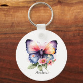 Porte-clés Papillon et fleurs (Recto)