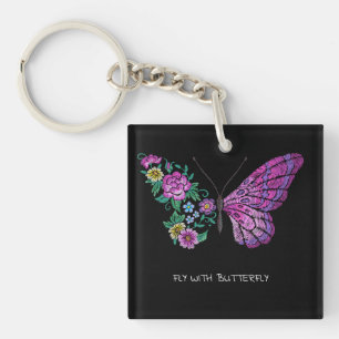 Porte-clés papillon et fleurs florales ailes papillons yout