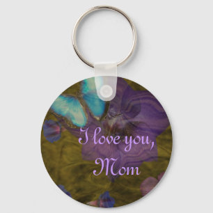 Porte-clés Papillon et fleurs "Je t'aime, maman" Porte - clé