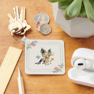 Porte-clés Papillon Fée, Fantaisie Florale Magique