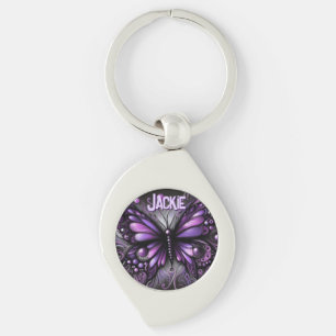 Porte-clés Papillon gothique fantaisiste violet personnalisé