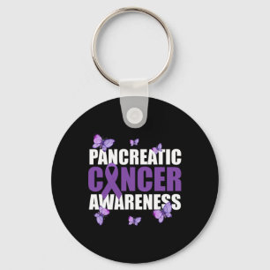 Porte-clés Papillon guerrier violet ruban cancer pancréatique