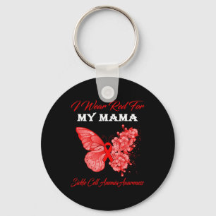 Porte-clés Papillon Je Porte Le Rouge Pour Ma Mama Sickle Cel