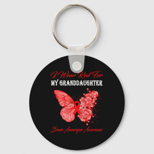 Porte-clés Papillon Je Porte Le Rouge Pour Mon Mari Cerveau A