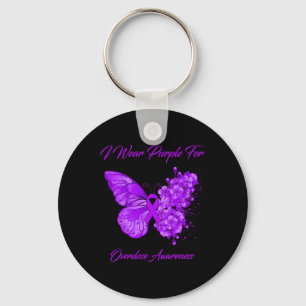 Porte-clés Papillon Je Porte Le Violet Pour La Sensibilisatio