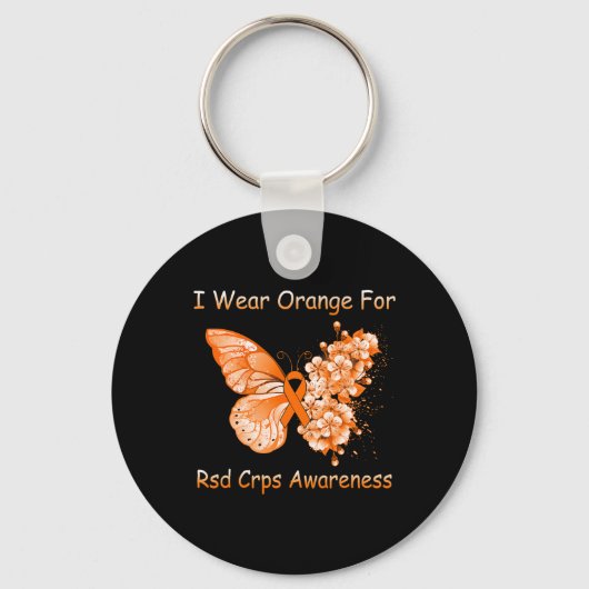 Porte-clés Papillon Je Porte Orange Pour RSD CRPS Sensibilisa (Recto)
