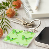 Porte-clés Papillon lune sur fond vert pâle (Devant Droit)