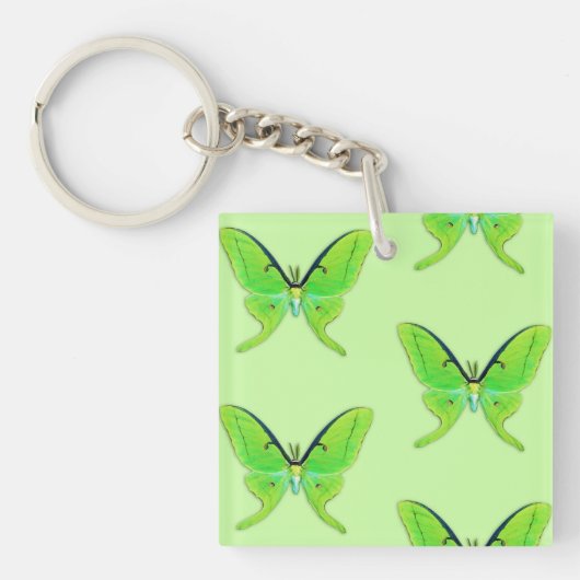 Porte-clés Papillon lune sur fond vert pâle (Devant)