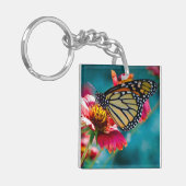 Porte-clés Papillon Monarque Fleur Rouge (Devant gauche)