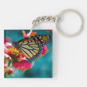 Porte-clés Papillon Monarque Fleur Rouge (Dos)