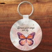 Porte-clés Papillon Monarque Orange Rustique avec Citation (Recto)