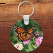 Porte-clés Papillon Monarque sur Fleur Lantana (Recto)