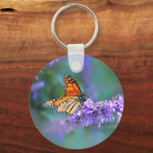 Porte-clés Papillon Monarque sur Fleur violette lilas (Recto)