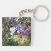 Porte-clés Papillon Monarque sur Fleurs Violettes (Dos)