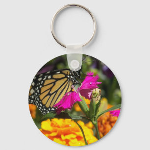 Porte-clés Papillon monarque sur marigold-porte - clé rose