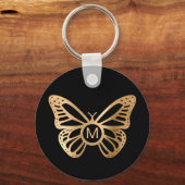 Porte-clés Papillon Monogrammé Doré Personnalisé (Recto)
