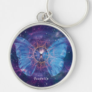 Porte-clés Papillon morpho / Galaxie Mandala