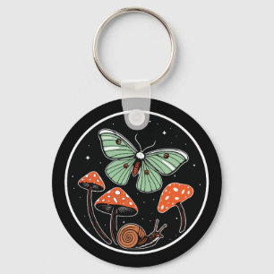 Porte-clés Papillon Mystique avec Champignons et Escargot