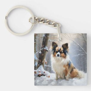 Porte-clés Papillon Noël sous la neige Christmas