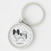 Porte-clés Papillon Noir Et Blanc Cute Chien Avec Nom Personn (Devant)