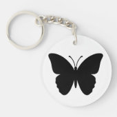 Porte-clés Papillon noir sur fond blanc rond (Devant)