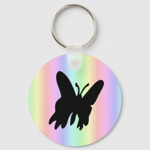 Porte-clés Papillon noir sur Pastell Rainbow