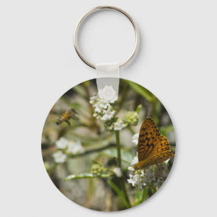 Porte-clés Papillon orange et abeille