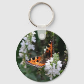 Porte-clés Papillon orange et fleurs blanches (Verso)