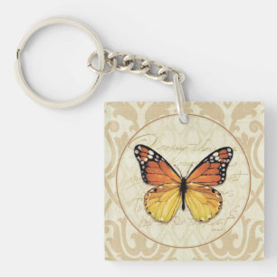 Porte-clés Papillon orange vintage