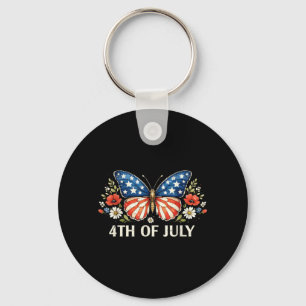 Porte-clés Papillon patriotique du 4 juillet Drapeau américai