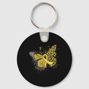 Porte-clés Papillon qui dégouline Ruban jaune Cancer de l'enf