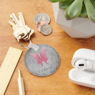 Porte-clés Papillon rose bijoux