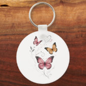 Porte-clés Papillon Rose Botanique Aquarelle (Verso)