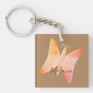 Porte-clés Papillon rose délicat personnalisé