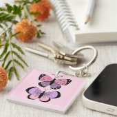 Porte-clés Papillon rose et violet  (Devant Droit)