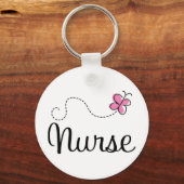 Porte-clés Papillon rose infirmière cadeau Tee (Recto)