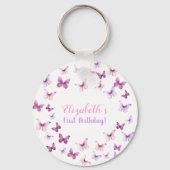 Porte-clés Papillon rose Premier anniversaire Fille Fête Favo (Verso)