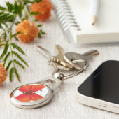 Porte-clés Papillon rouge orange avec votre nom (Côté )