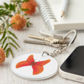 Porte-clés Papillon rouge orange avec votre nom (Devant droit)