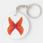 Porte-clés Papillon rouge orange avec votre nom (Dos)