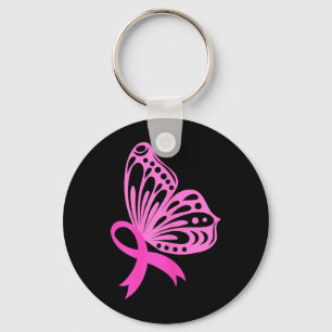Porte-clés Papillon Ruban Rose _ Cancer du Sein