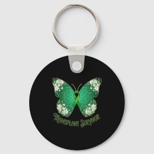 Porte-clés Papillon ruban vert mandala survivant de transplan