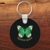 Porte-clés Papillon ruban vert mandala survivant de transplan (Recto)