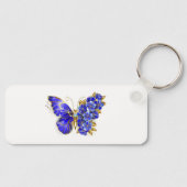 Porte-clés Papillon saphir à fleurs (Recto)