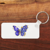 Porte-clés Papillon saphir à fleurs (Recto)