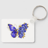 Porte-clés Papillon saphir à fleurs (Recto)