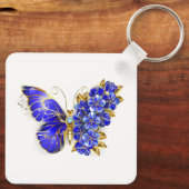 Porte-clés Papillon saphir à fleurs (Verso)
