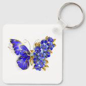 Porte-clés Papillon saphir à fleurs (Dos)