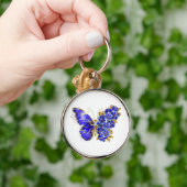 Porte-clés Papillon saphir à fleurs (Main)