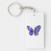 Porte-clés Papillon saphir à fleurs (Devant)